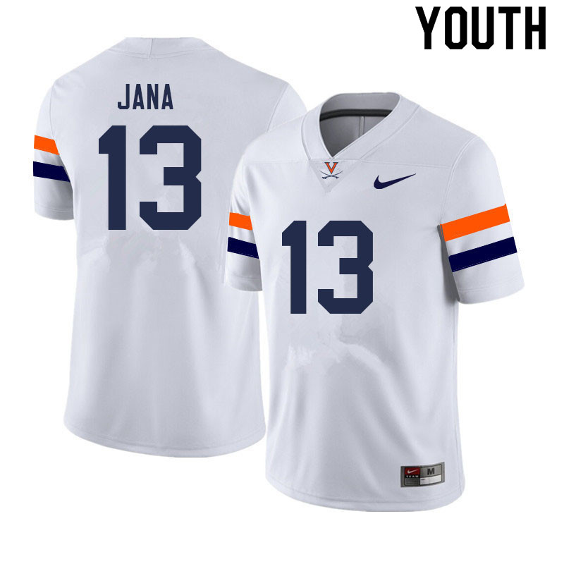 Youth #13 Terrell Jana Virginia Cavaliers College Football Jerseys Sale-White - Click Image to Close